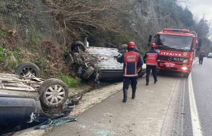 D-650'de otomobille takla attı