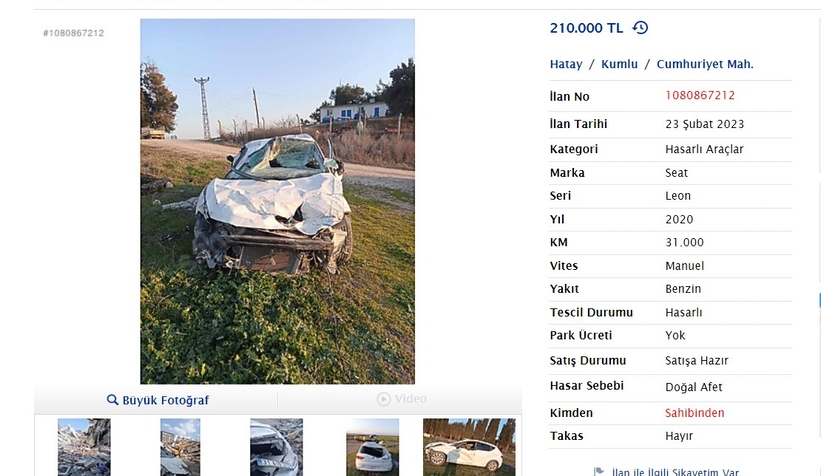 Depremzedeler enkazdan çıkardıkları araçlarını satıyor