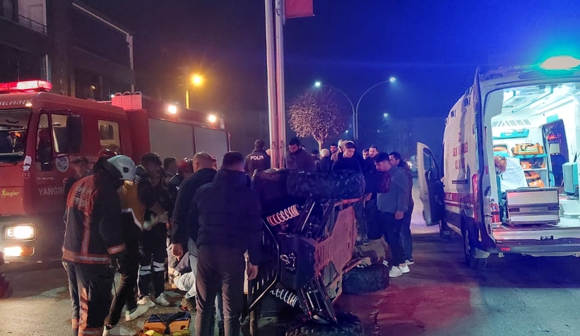 Devrilen UTV altında sıkıştılar !