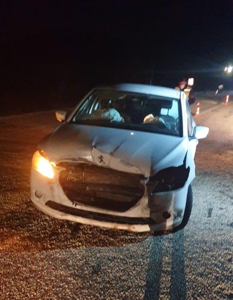 Domuza çarptı, yolda kaldı