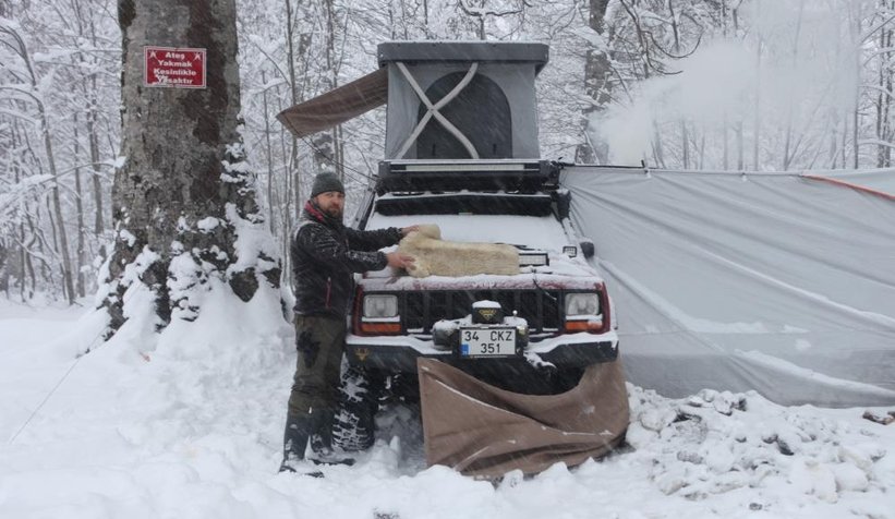 Eksi 14 derecede kamp keyfi yaptılar