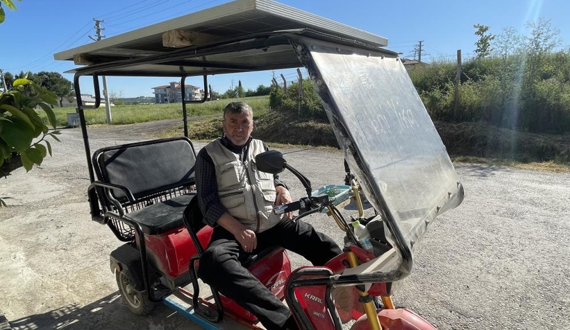 Engelli aracına güneş enerjisi taktırdı