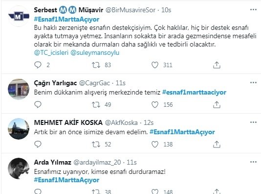 Esnaf1MarttaAçıyor hasthagı gündem oldu
