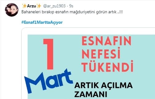 Esnaf1MarttaAçıyor hasthagı gündem oldu