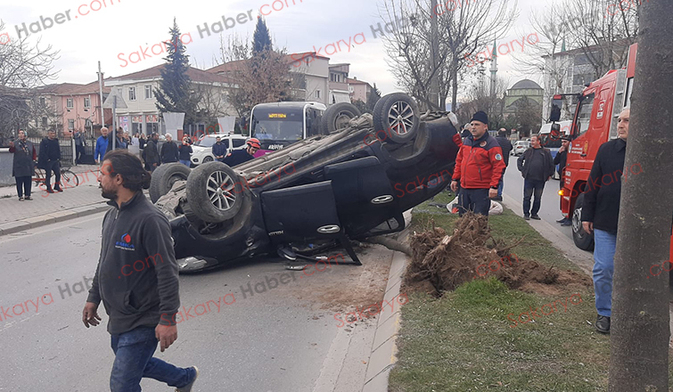 Feci kaza: Takla atıp karşı yöne düştü