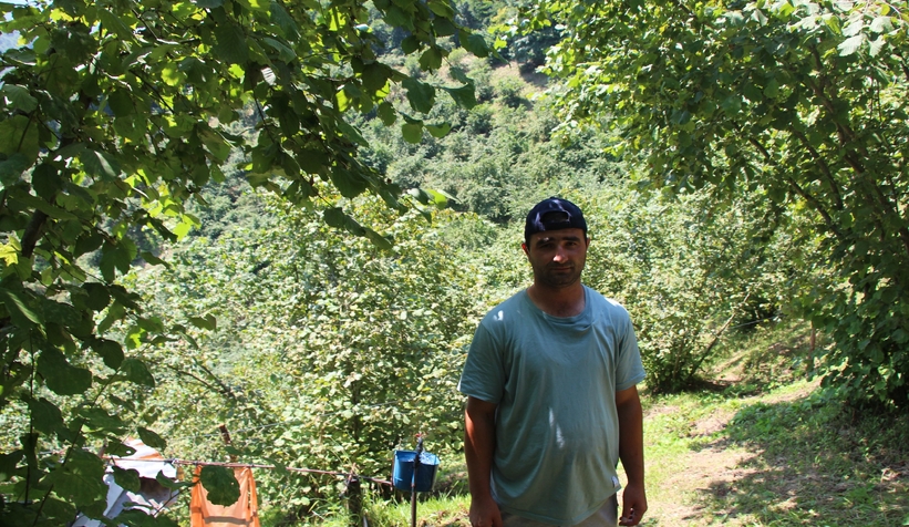 Fındıklığını yaban hayvanlarından korumak için düzenek yaptı