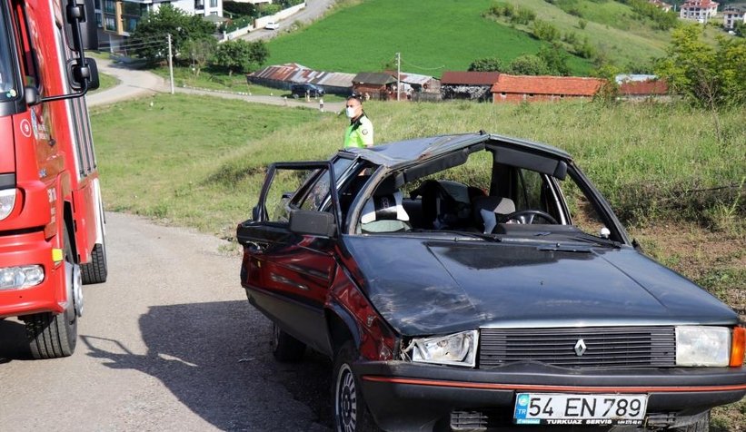 Freni tutmadı takla attı