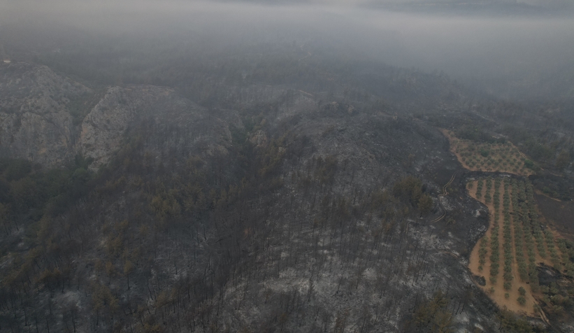 Geyve'de yanan alanlar havadan görüntülendi