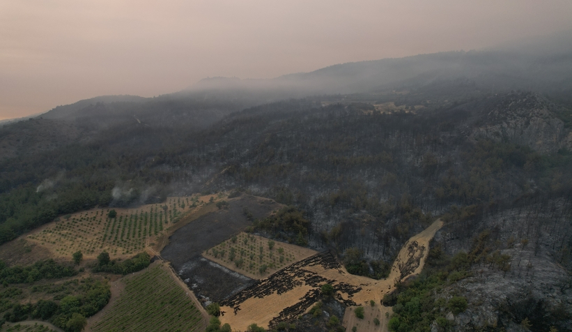 Geyve'de yanan alanlar havadan görüntülendi