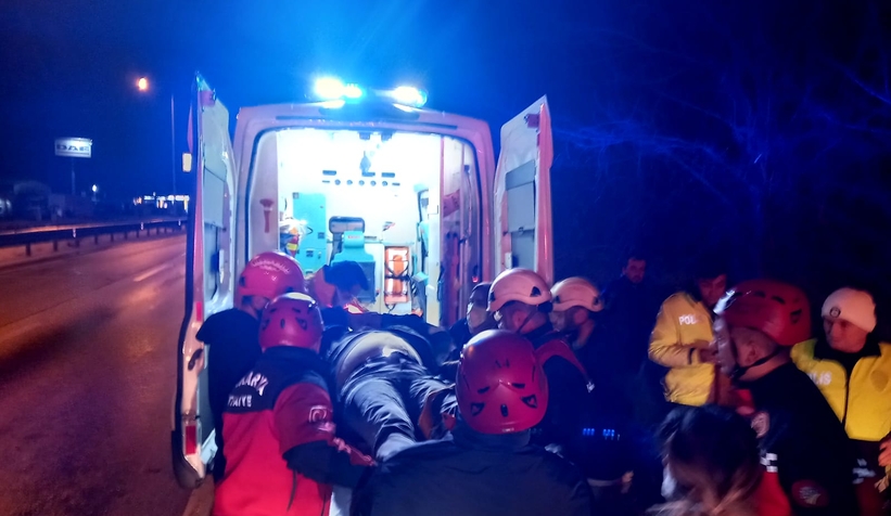 Hafif ticari araç şarampole uçtu