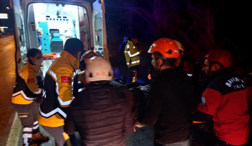 Hafif ticari araç şarampole uçtu