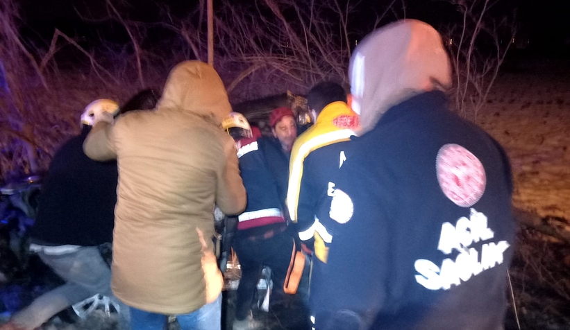 Hafif ticari araç şarampole uçtu