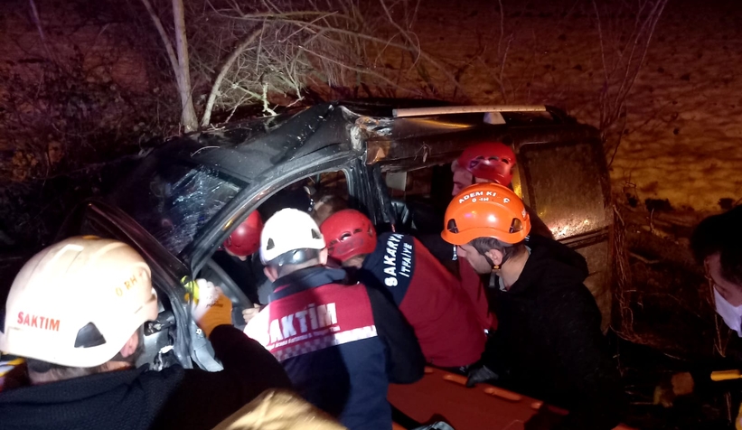 Hafif ticari araç şarampole uçtu