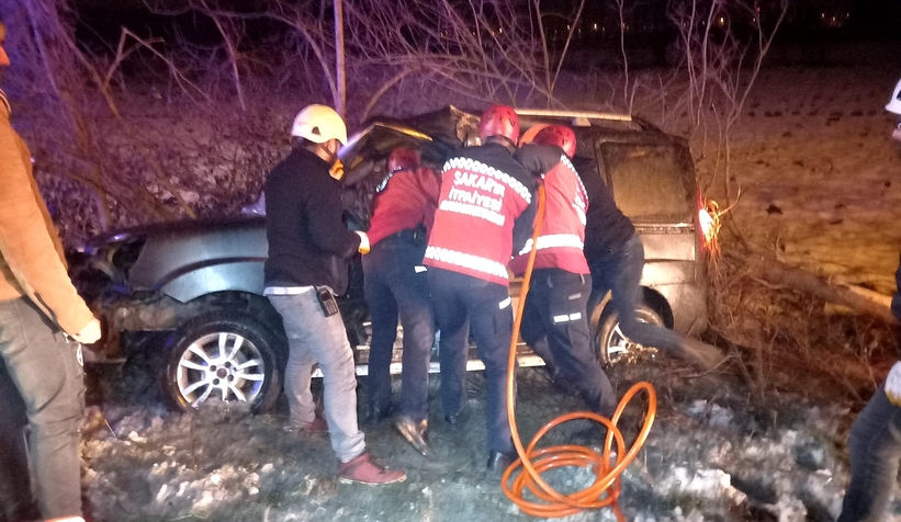 Hafif ticari araç şarampole uçtu