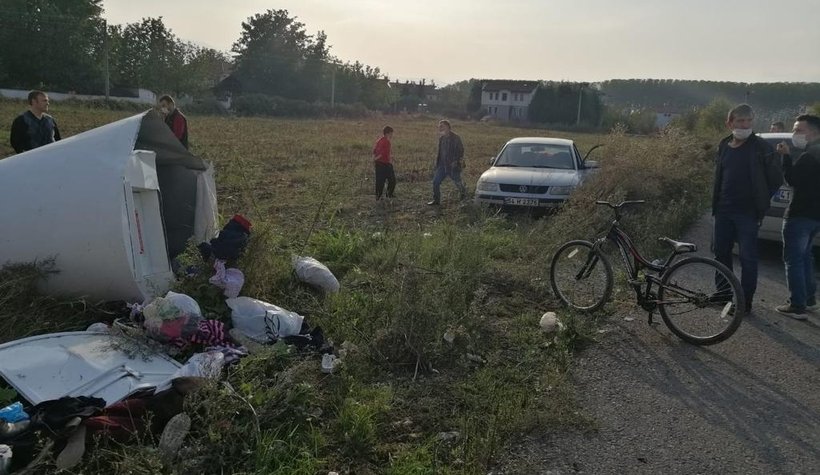 Hafriyat kamyonu ile otomobil çarpıştı