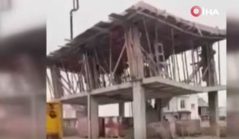 İnşaat halindeki bina böyle çöktü