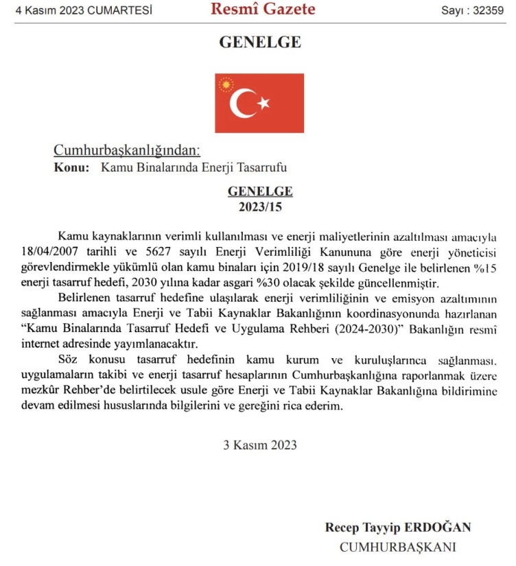 Kamu binalarında asgari enerji tasarrufu hedefi yüzde 30'a yükseldi