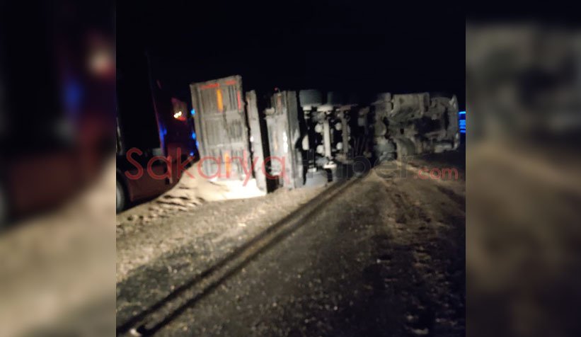 Kamyon devrildi, yemler yola saçıldı