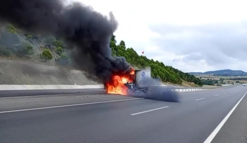 Kamyonet alev alev yandı