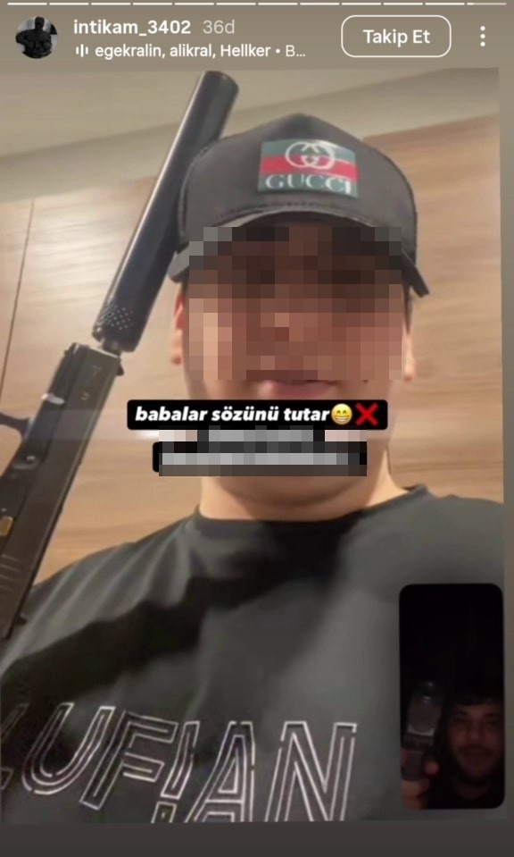 Kanlı infaz sonrası susturucu ile paylaşım yaptı