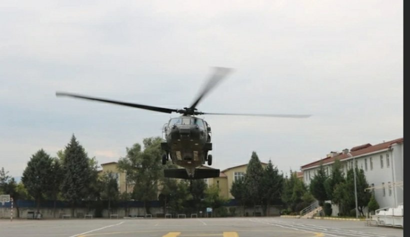 Karasu yolunda Skorsky ile trafik denetimi