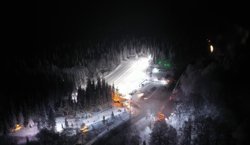Kartepe'den karlı akşam manzarası