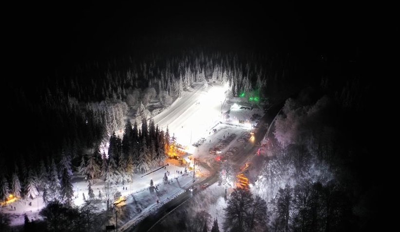 Kartepe'den karlı akşam manzarası