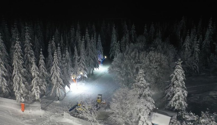 Kartepe'den karlı akşam manzarası