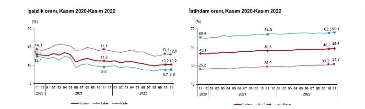 Kasım ayı işsizlik oranı yüzde 10,2 oldu