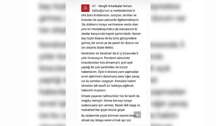 Kenan Sofuoğlu'ndan kiracı açıklaması