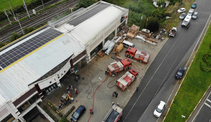 Kereste fabrikasında korkutan yangın