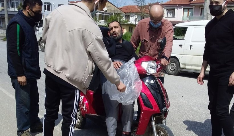 Korkutan kaza; Hastaneye kaldırıldı