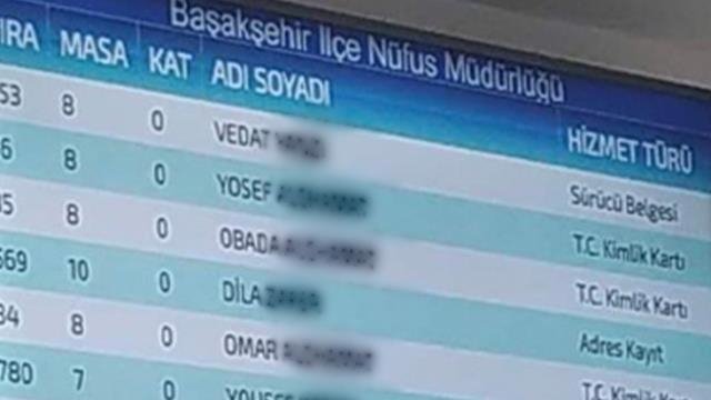 Nüfus müdürlüğü sıra ekranındaki yabancı isimler tartışma yarattı