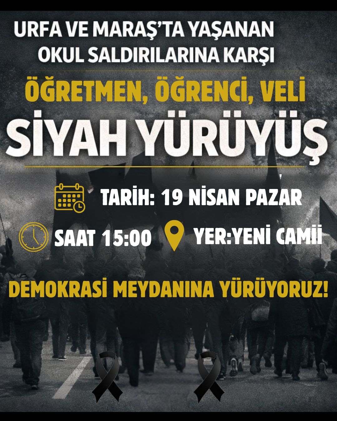 Okul saldırılarında hayatına kaybedenler için anma yürüyüşü