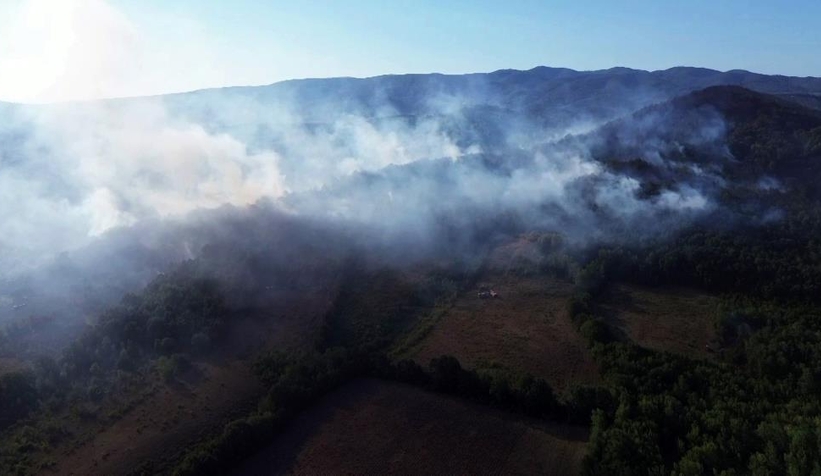 Orman yangını havadan görüntülendi