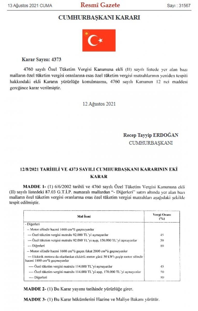 ÖTV matrah limitleri değişti; Otomobil fiyatları düşecek