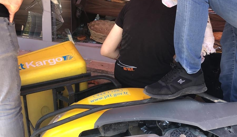 PTT'nin motosikletini çaldı kaçarken fırına girdi