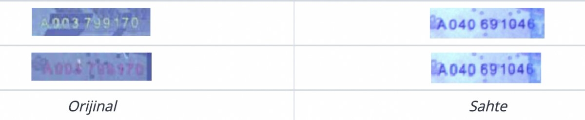 Sahte banknotların özellikleri