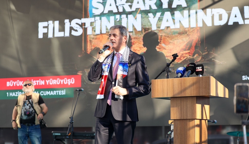 Sakarya'da büyük Filistin yürüyüşü