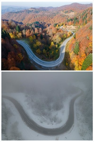 Sakarya'da doğa şölen sunuyor: Sonbahar ve kış bir arada