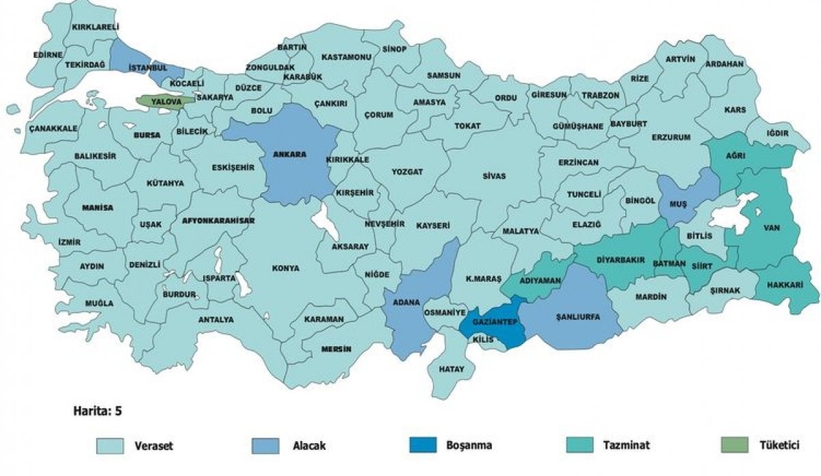 Sakarya'da en çok açılan davalar belli oldu