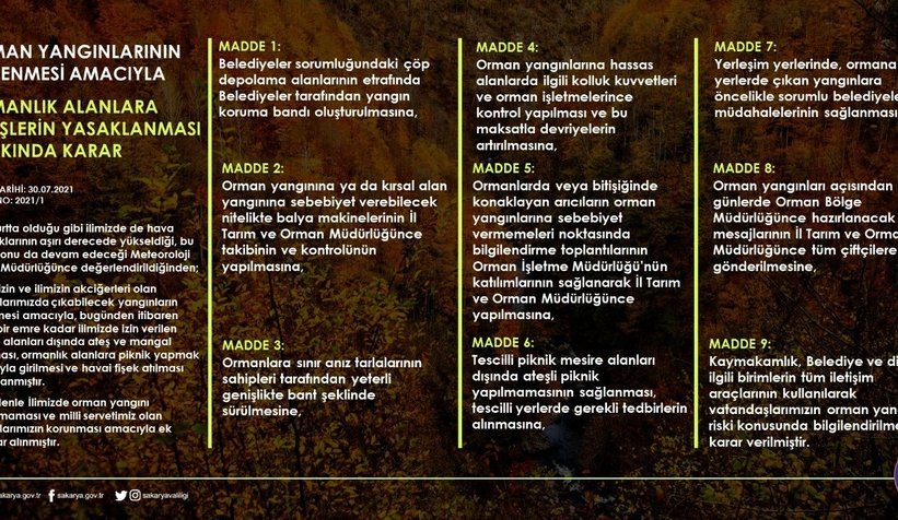 Sakarya'da ormanlara giriş yasaklandı