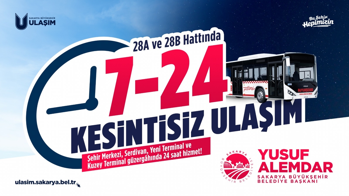 Sakarya'da toplu taşımada o hatlar 24 saat çalışacak