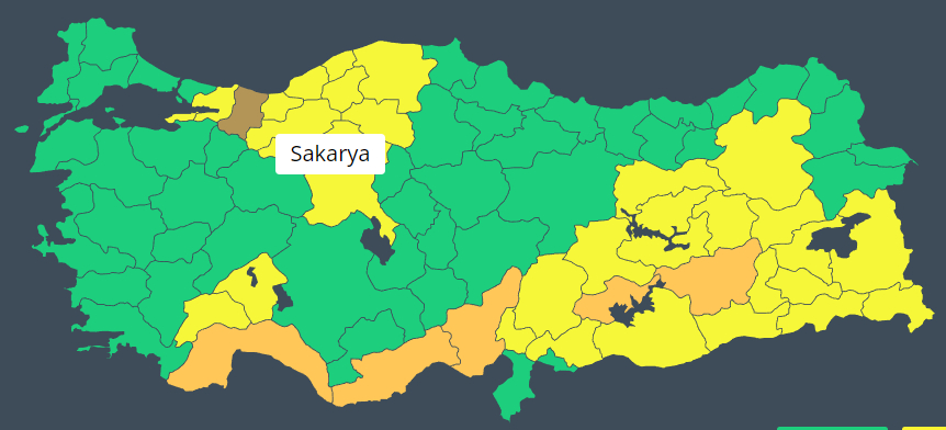 Sakarya için çok kuvvetli yağış uyarısı