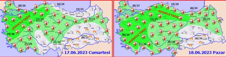 Sakarya için kuvvetli yağış tahmini