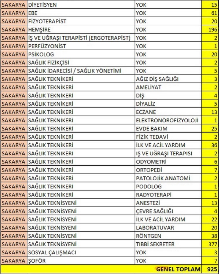 Sakarya'ya 925 sağlık personeli atanacak