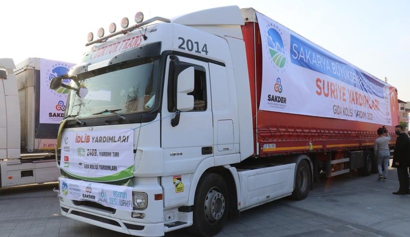 Sakarya’dan İdlib’e 11 tır yardım