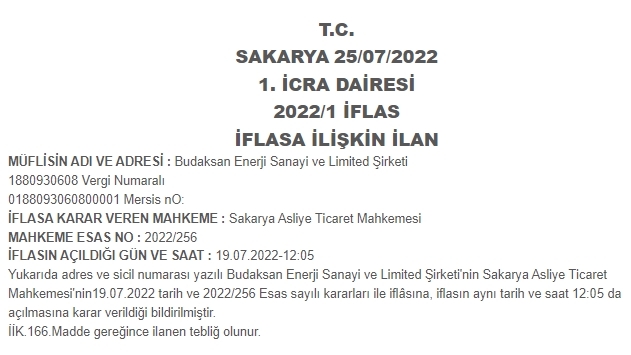 Sakaryalı o şirket iflas etti