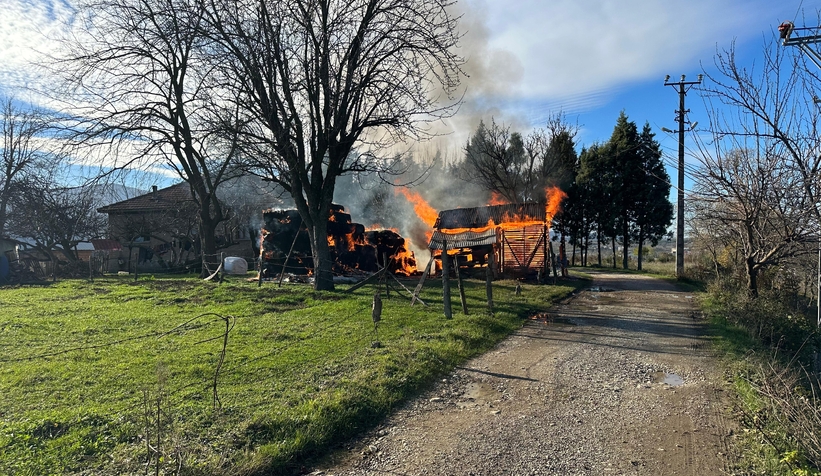 Samanları ve kuruluğu ateşe verip yangını böyle izledi