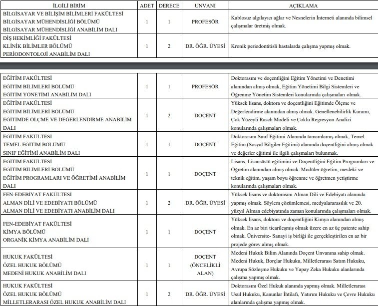 SAÜ 43 akademik personel alacak